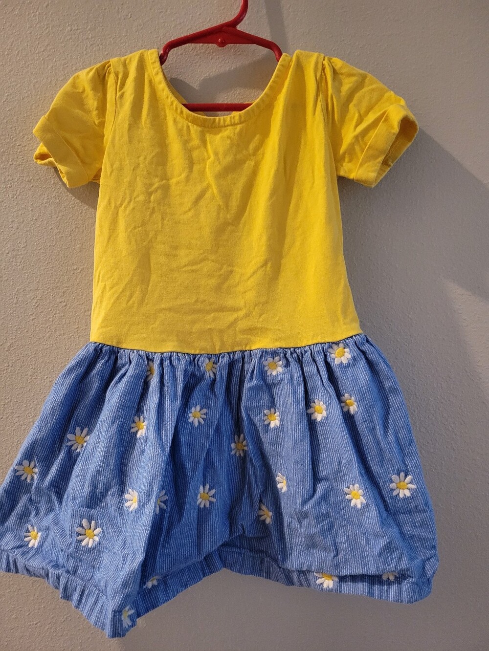 Hanna Andersson Size 4 Girls Yellow And Blue Daisy Skirt Dress